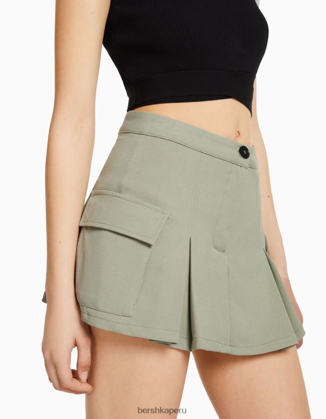 caqui Bershka unisexo falda pantalón cargo de sastre con bolsillos 806J6B4037