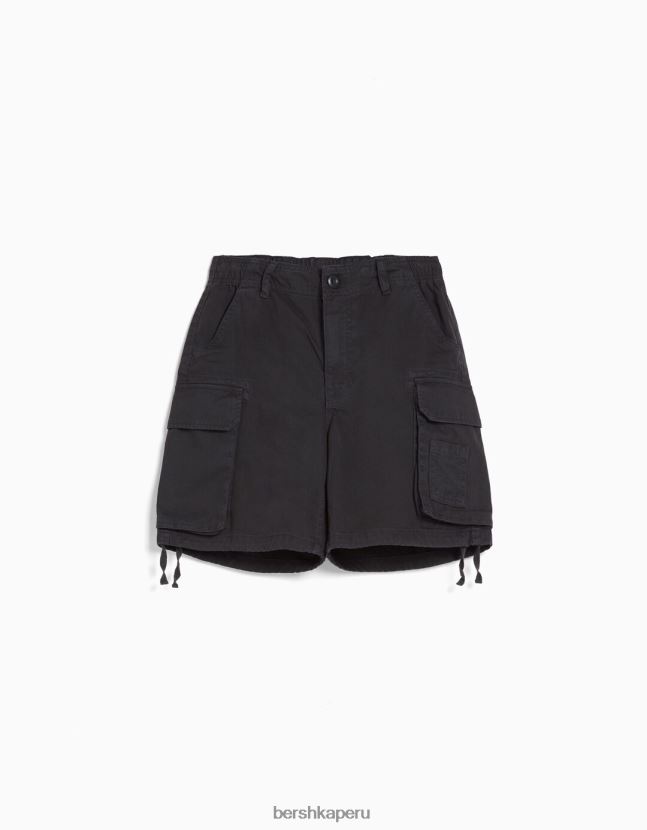 gris oscuro Bershka unisexo bermudas cargo de algodón con tirantes 806J6B4026