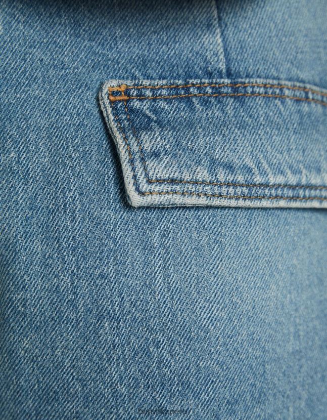 lavado azul Bershka unisexo shorts de mezclilla cargo 806J6B4009