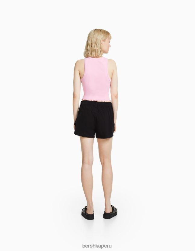 negro Bershka unisexo bermudas multi cargo de algodón 806J6B4041