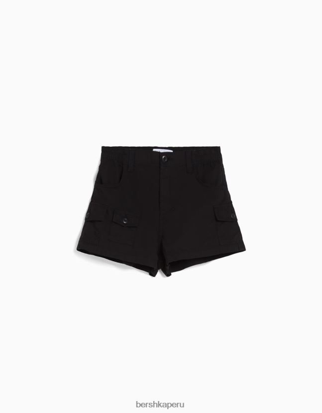 negro Bershka unisexo bermudas multi cargo de algodón 806J6B4041