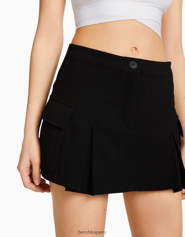 negro Bershka unisexo falda pantalón cargo de sastre con bolsillos 806J6B4038