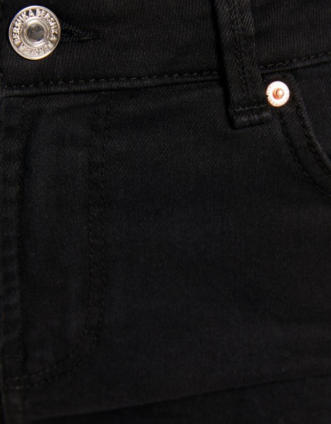 negro Bershka unisexo shorts de sarga confort con dobladillos vueltos 806J6B4029