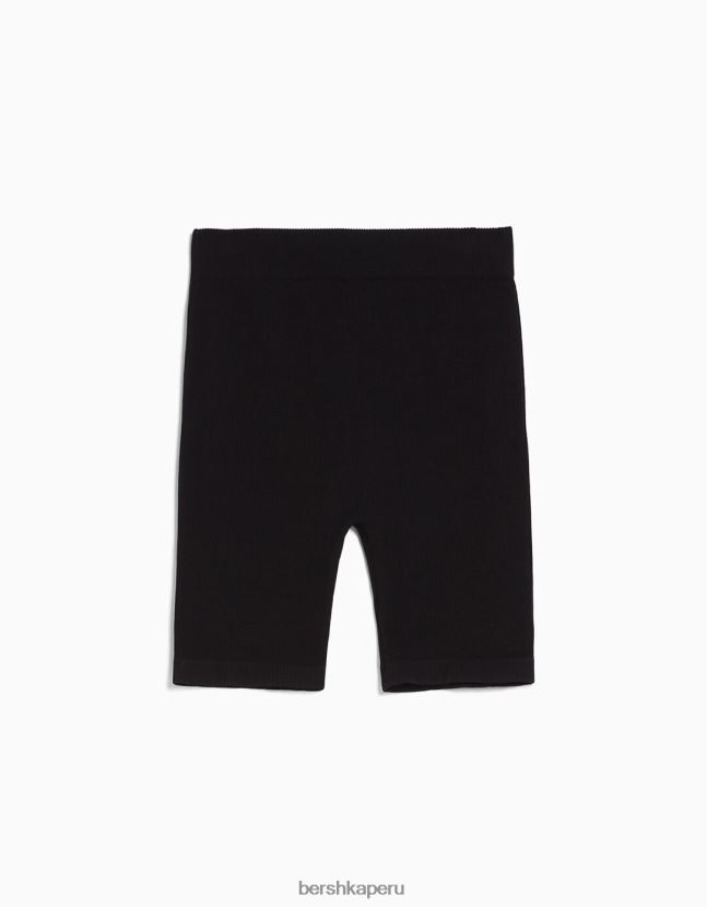 negro Bershka unisexo shorts tipo legging de canalé sin costuras 806J6B4014