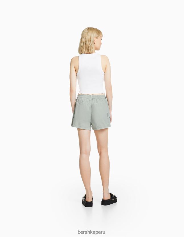 verde Bershka unisexo bermudas multi cargo de algodón 806J6B4040