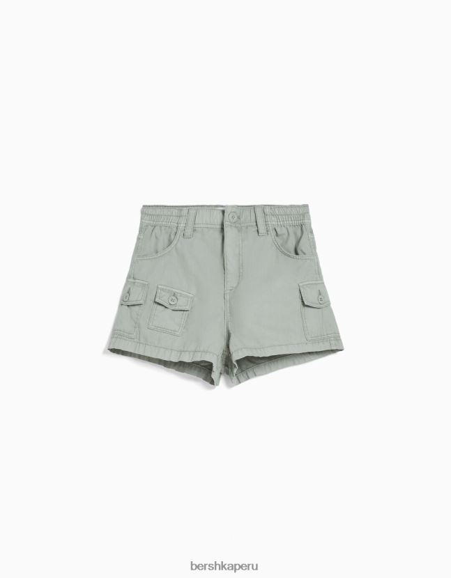 verde Bershka unisexo bermudas multi cargo de algodón 806J6B4040