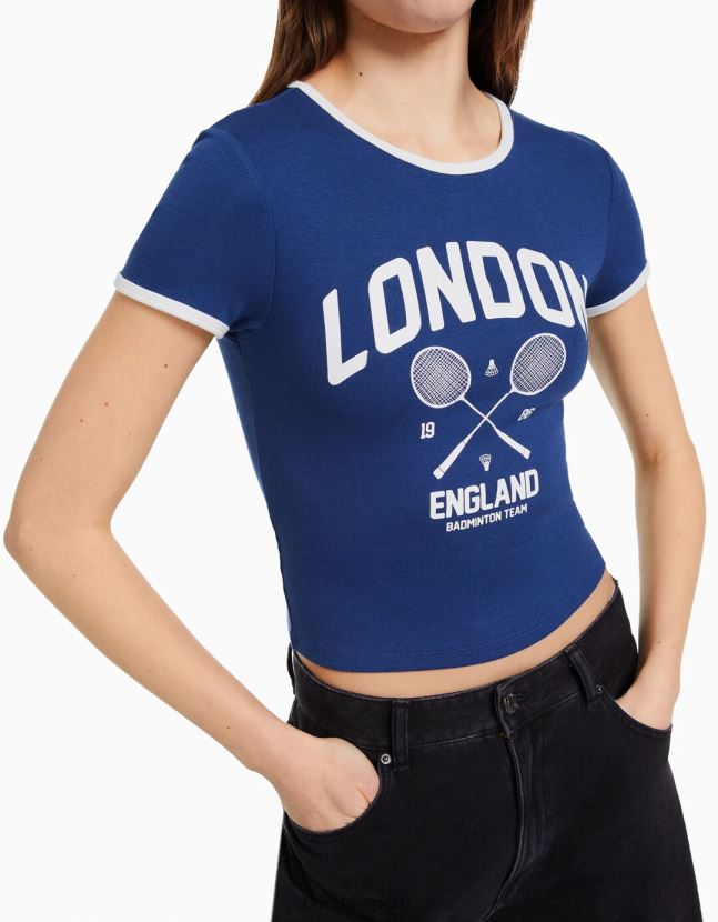 Armada Bershka unisexo camiseta de manga corta con estampado 806J6B3737