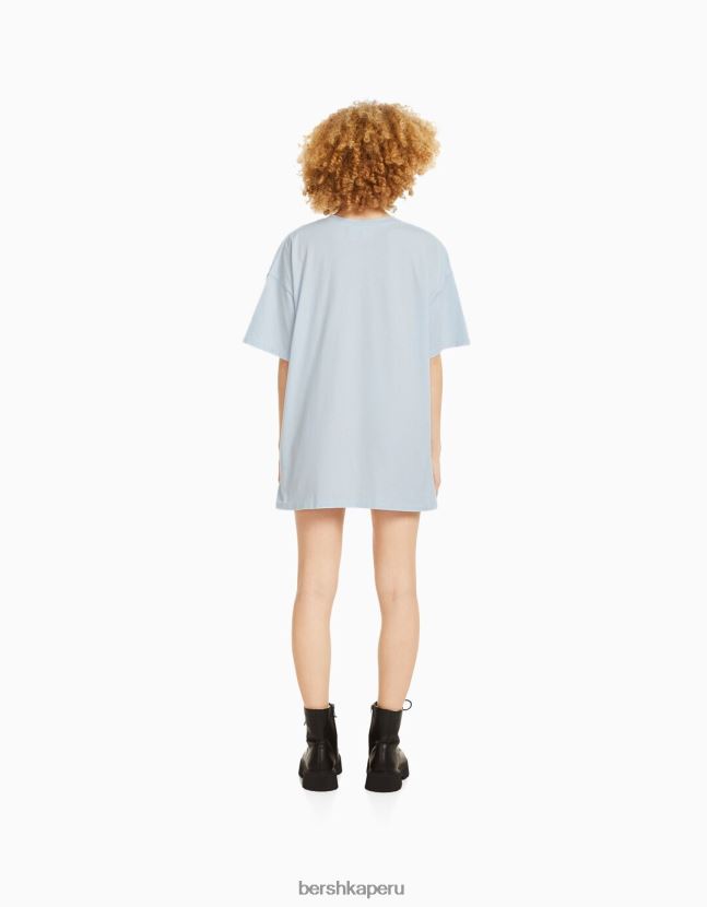 azul claro Bershka unisexo camiseta tupac manga corta 806J6B3709