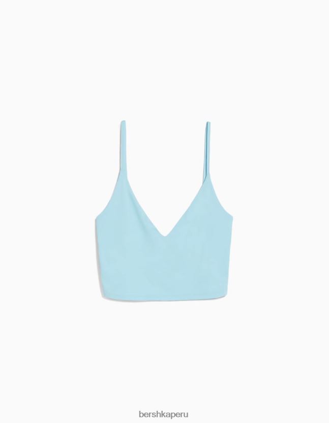 azul claro Bershka unisexo top corto con tiras 806J6B3762