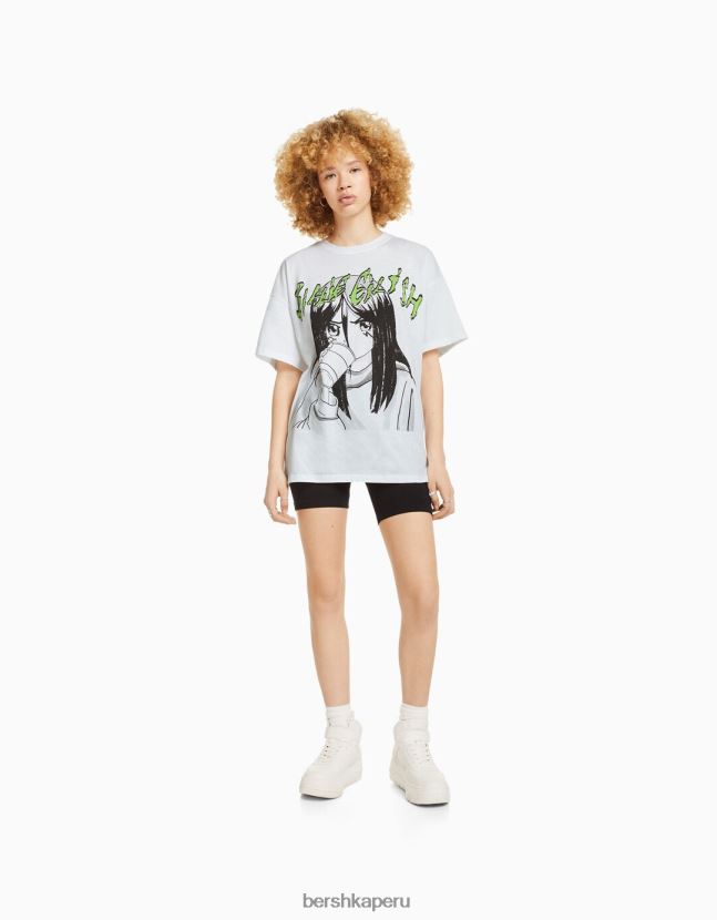 blanco Bershka unisexo camiseta de manga corta con estampado de billie eilish 806J6B3765