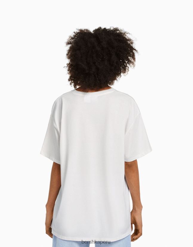 blanco Bershka unisexo camiseta de manga corta con estampado de peter pan 806J6B3830
