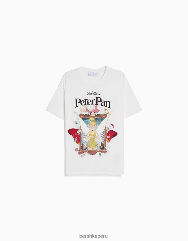 blanco Bershka unisexo camiseta de manga corta con estampado de peter pan 806J6B3830