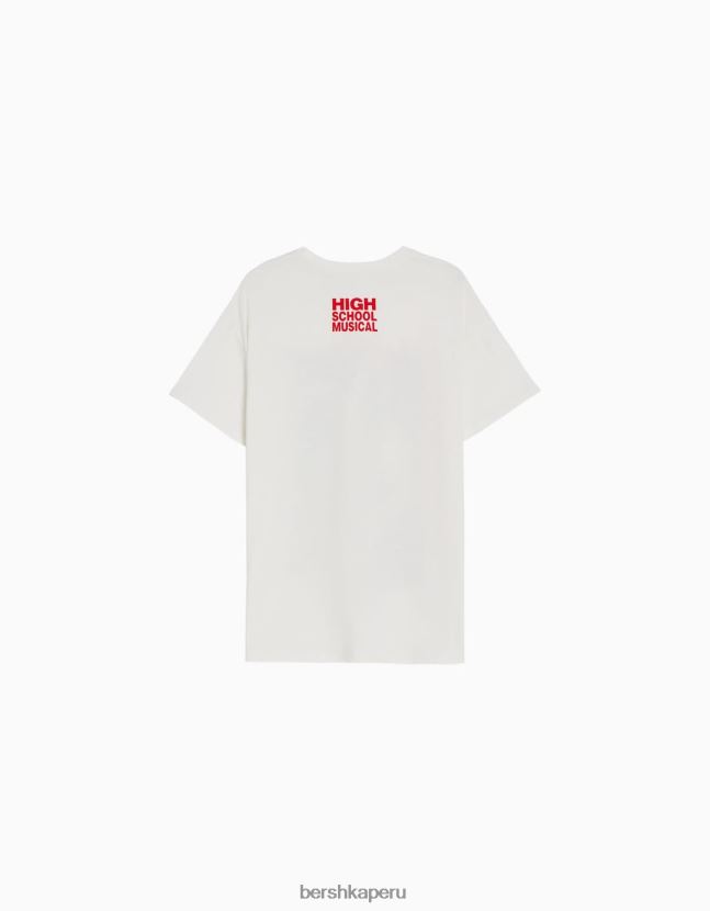 blanco Bershka unisexo camiseta de manga corta con estampado musical de secundaria 806J6B3764