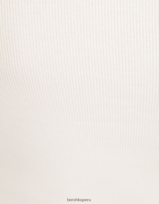 blanco Bershka unisexo camiseta de manga larga de canalé 806J6B3803