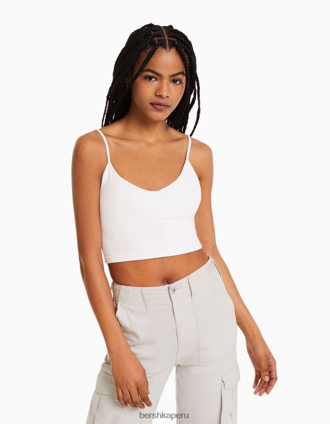 blanco Bershka unisexo top corto con tiras 806J6B3756