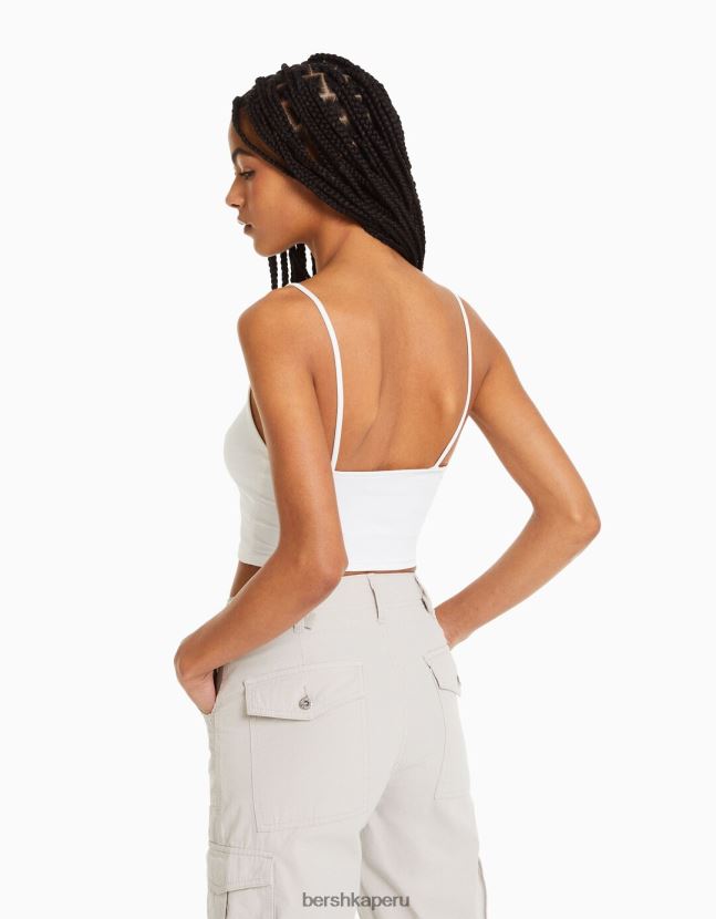 blanco Bershka unisexo top corto con tiras 806J6B3756