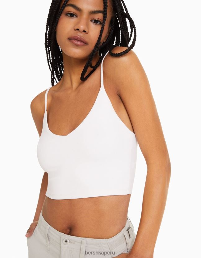 blanco Bershka unisexo top corto con tiras 806J6B3756