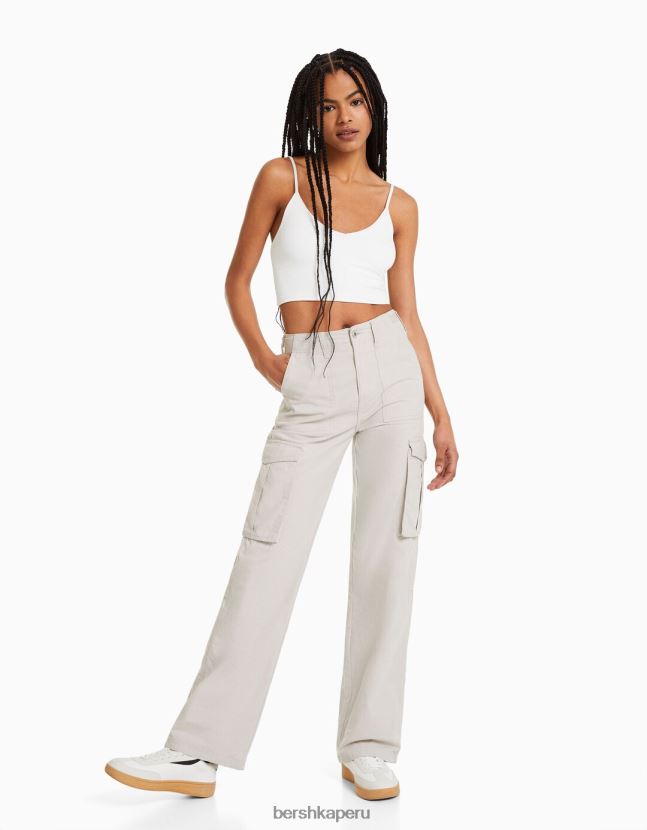 blanco Bershka unisexo top corto con tiras 806J6B3756