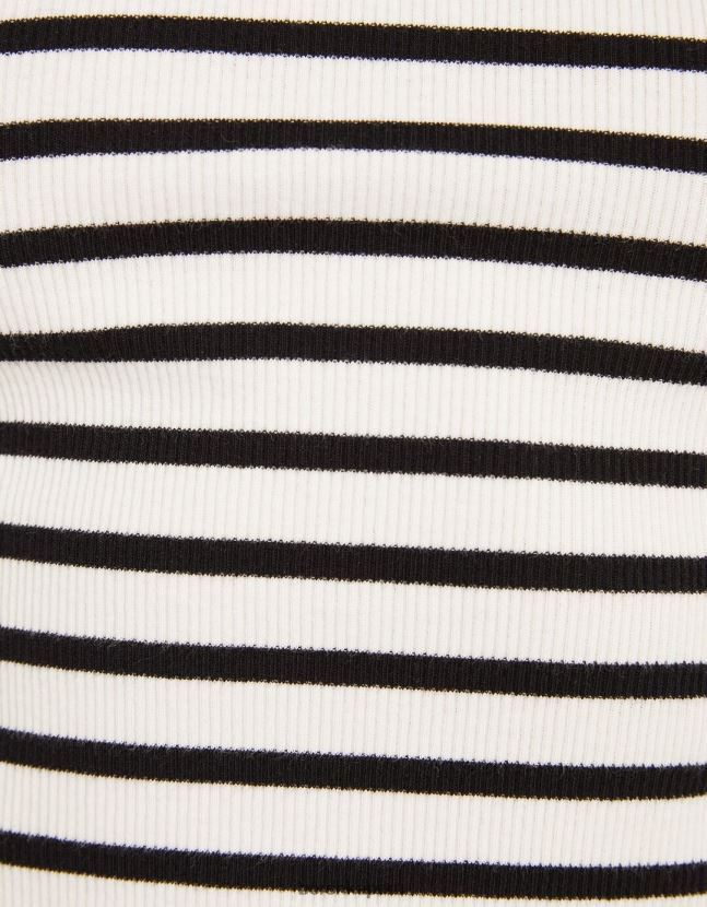 blanco negro Bershka unisexo camiseta de manga larga de canalé 806J6B3804