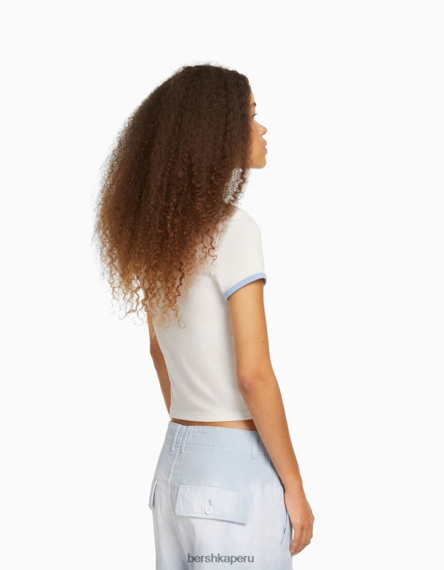 blanquecino Bershka unisexo camiseta de manga corta con estampado 806J6B3735