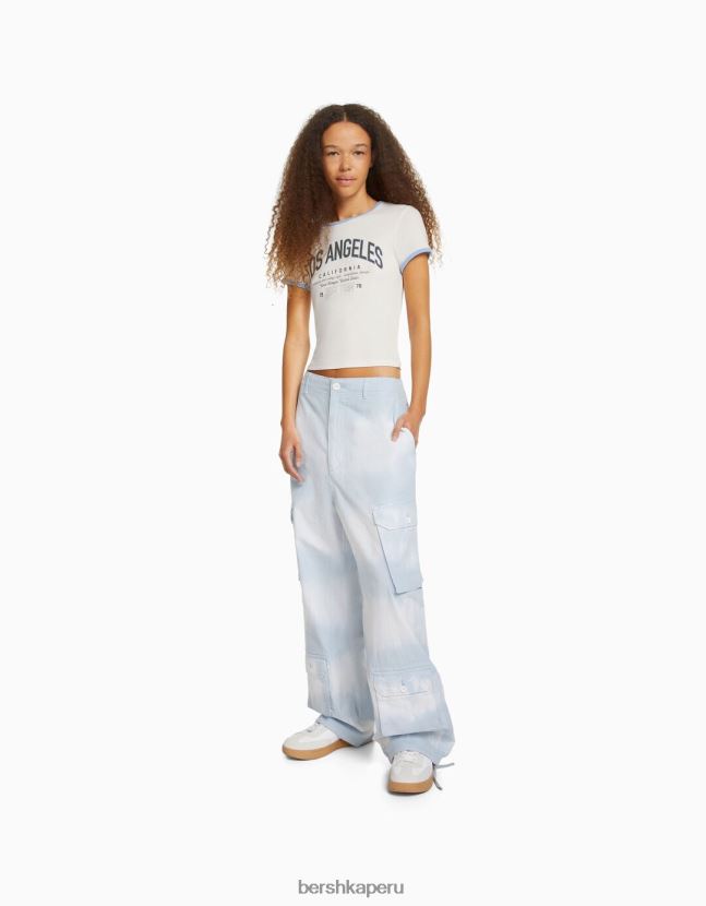 blanquecino Bershka unisexo camiseta de manga corta con estampado 806J6B3735