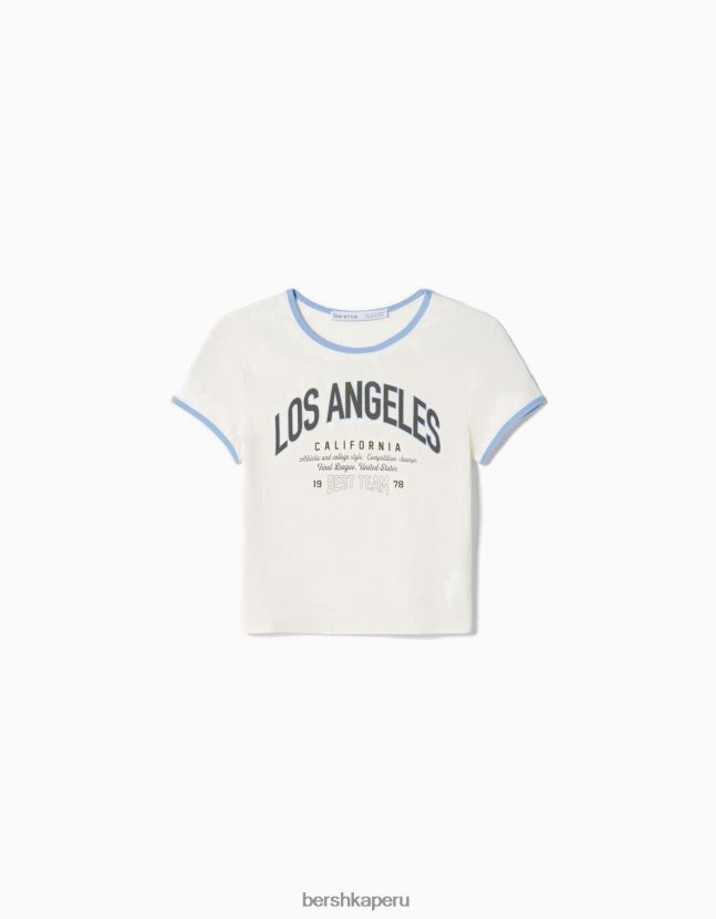 blanquecino Bershka unisexo camiseta de manga corta con estampado 806J6B3735