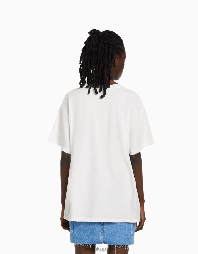 blanquecino Bershka unisexo camiseta de manga corta con estampado de tupac 806J6B3767