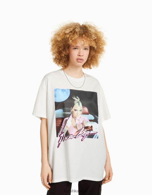 blanquecino Bershka unisexo playera de manga corta con estampado dua lipa 806J6B3708