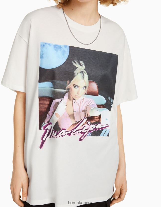 blanquecino Bershka unisexo playera de manga corta con estampado dua lipa 806J6B3708