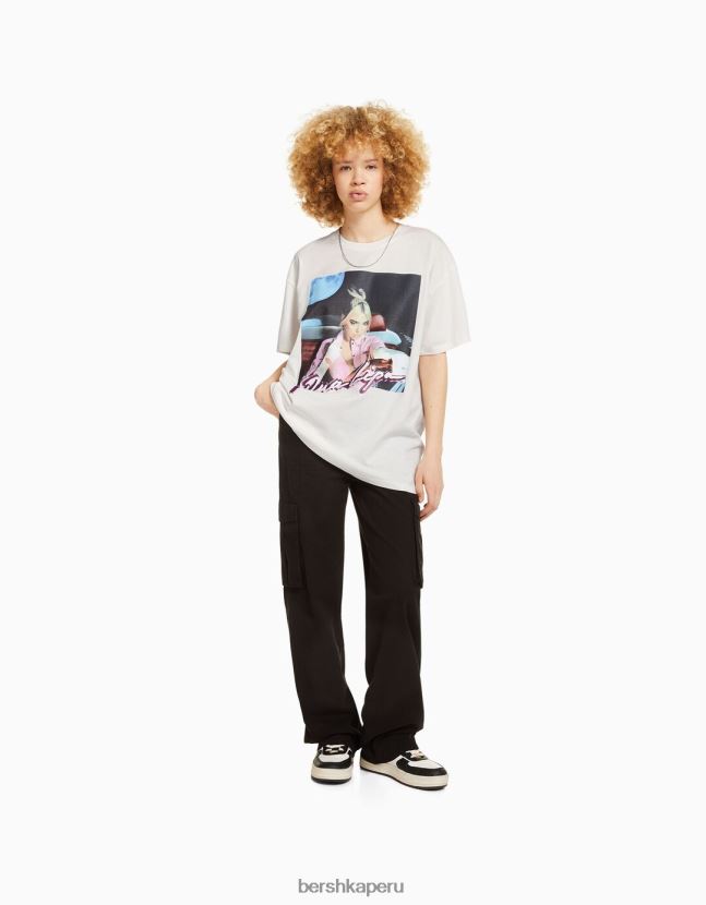blanquecino Bershka unisexo playera de manga corta con estampado dua lipa 806J6B3708