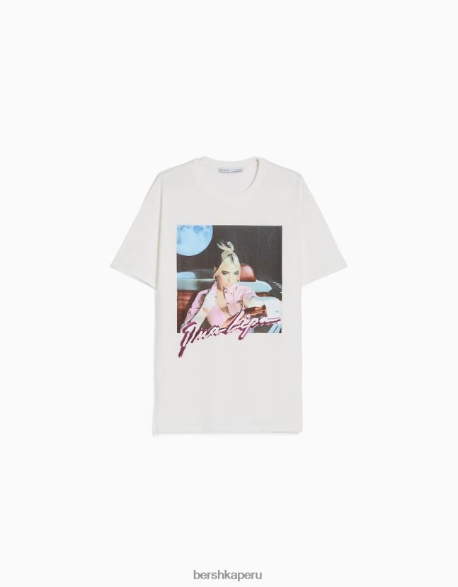 blanquecino Bershka unisexo playera de manga corta con estampado dua lipa 806J6B3708