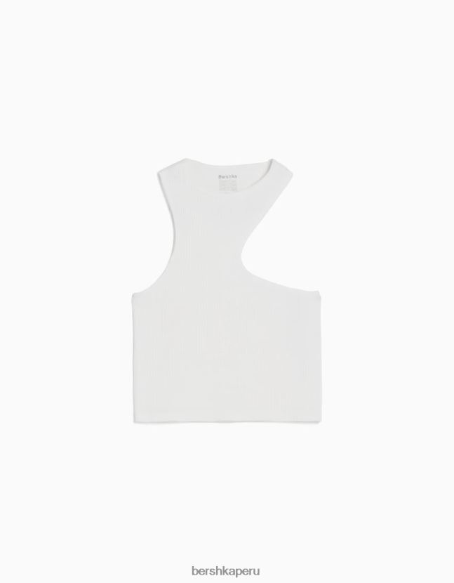 crema Bershka unisexo top asimétrico sin mangas sin costuras 806J6B3841