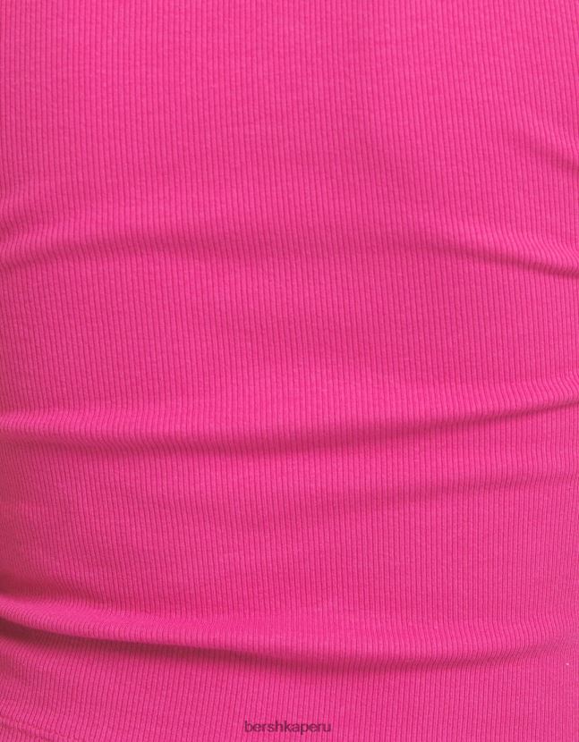 fucsia Bershka unisexo camiseta de canalé manga corta 806J6B3748