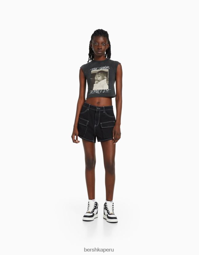 gris Bershka unisexo camiseta corta sin mangas tupac 806J6B3694