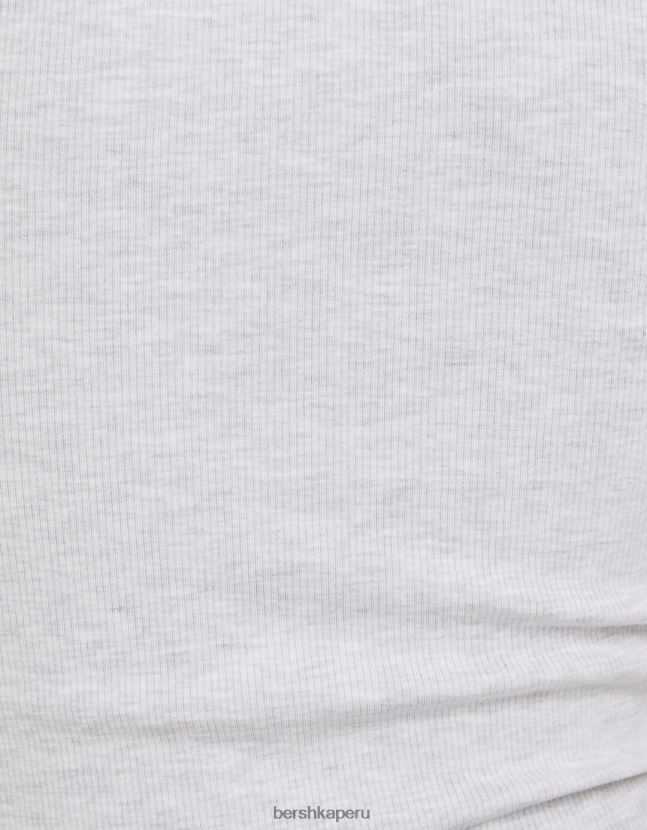 gris Bershka unisexo camiseta de canalé manga corta 806J6B3746