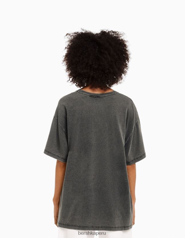 gris Bershka unisexo playera de manga corta con estampado de simba 806J6B3829
