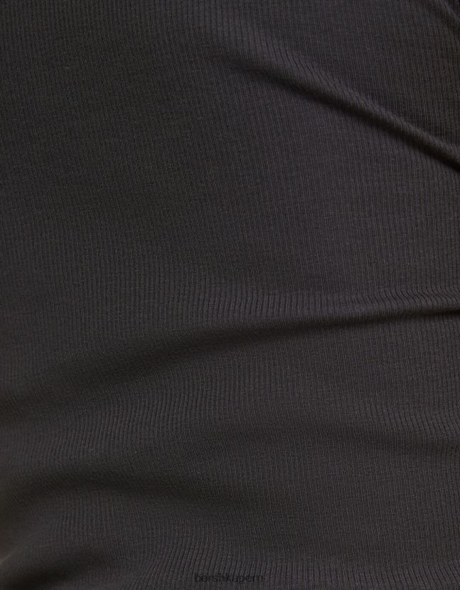 gris oscuro Bershka unisexo camiseta de canalé manga corta 806J6B3721