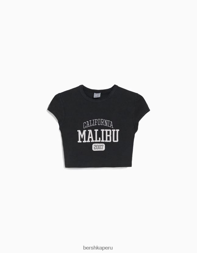gris oscuro Bershka unisexo camiseta de manga corta con estampado 806J6B3790