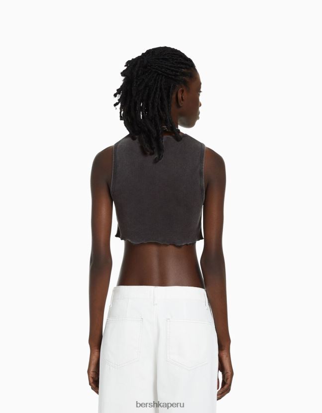 gris oscuro Bershka unisexo camiseta sin mangas con estampado de nirvana 806J6B3693