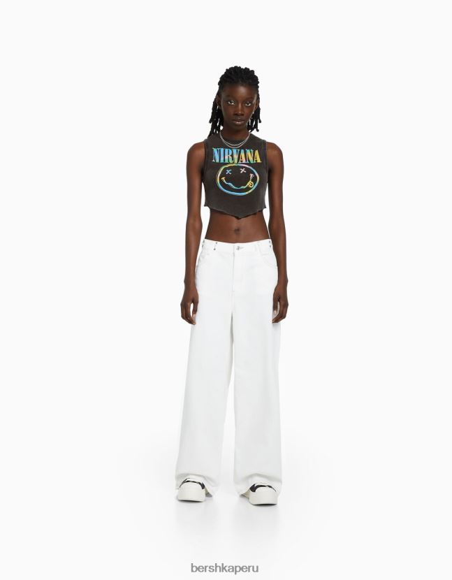 gris oscuro Bershka unisexo camiseta sin mangas con estampado de nirvana 806J6B3693