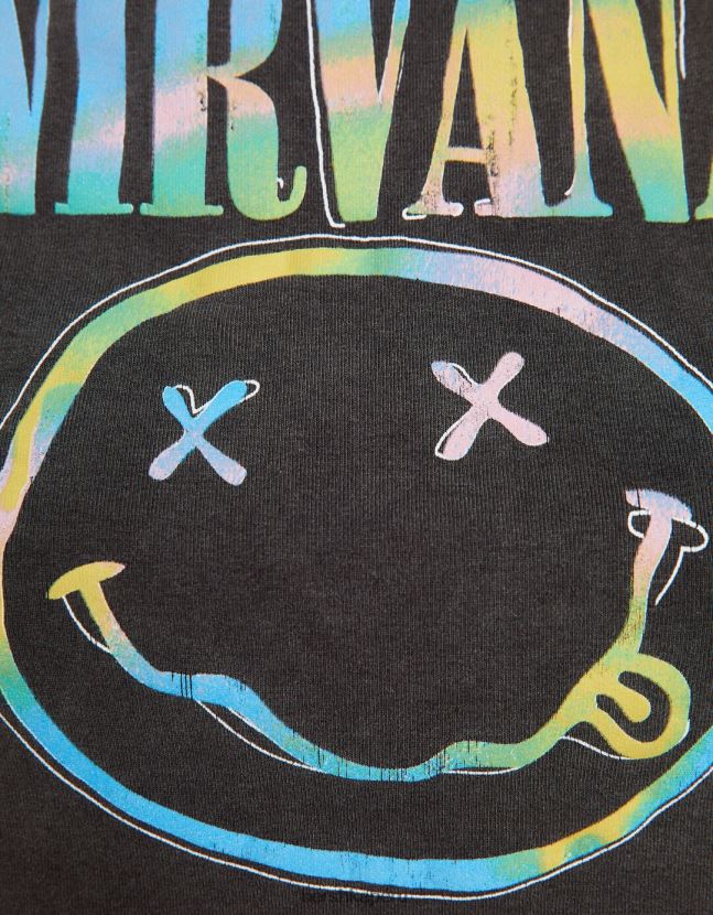 gris oscuro Bershka unisexo camiseta sin mangas con estampado de nirvana 806J6B3693