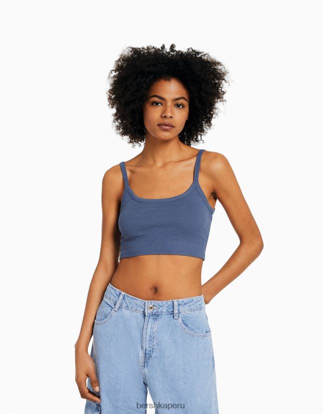 lavado azul Bershka unisexo camiseta sin mangas corta 806J6B3751