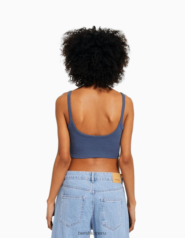 lavado azul Bershka unisexo camiseta sin mangas corta 806J6B3751