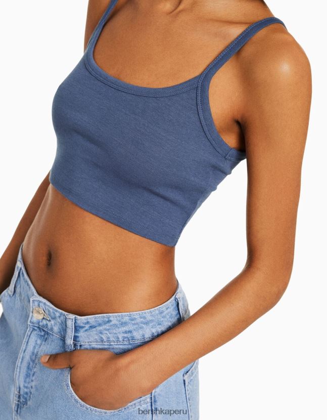 lavado azul Bershka unisexo camiseta sin mangas corta 806J6B3751