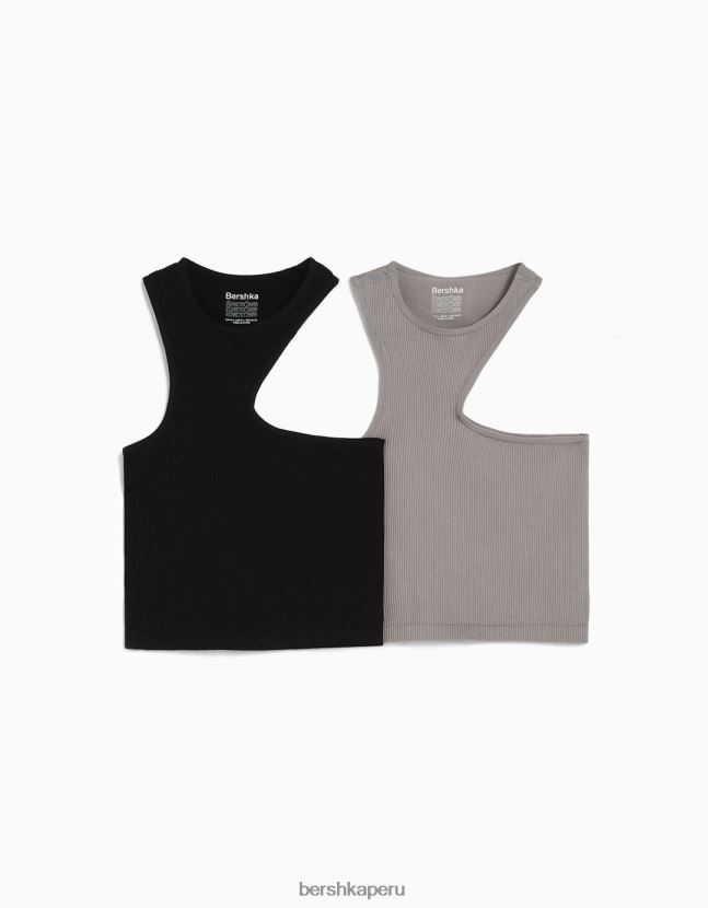 multicolor Bershka unisexo Pack de 2 tops asimétricos sin costuras 806J6B3729