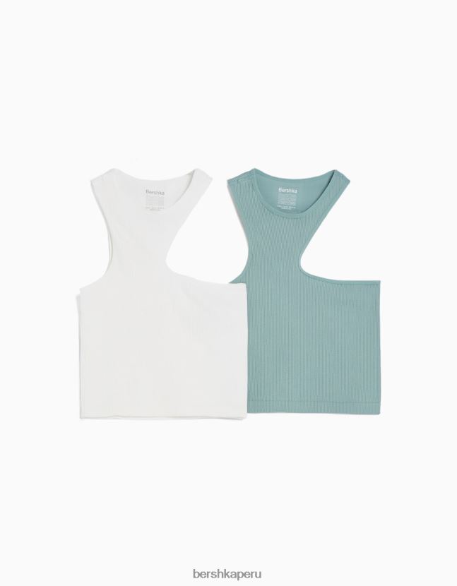 multicolor Bershka unisexo Pack de 2 tops asimétricos sin costuras 806J6B3730