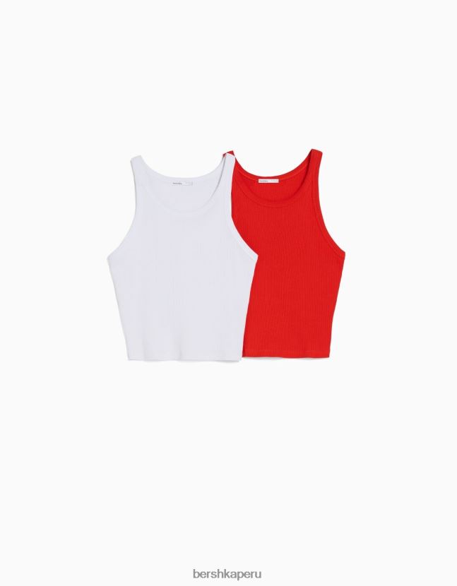 multicolor Bershka unisexo Pack de 2 tops de canalé sin mangas 806J6B3781