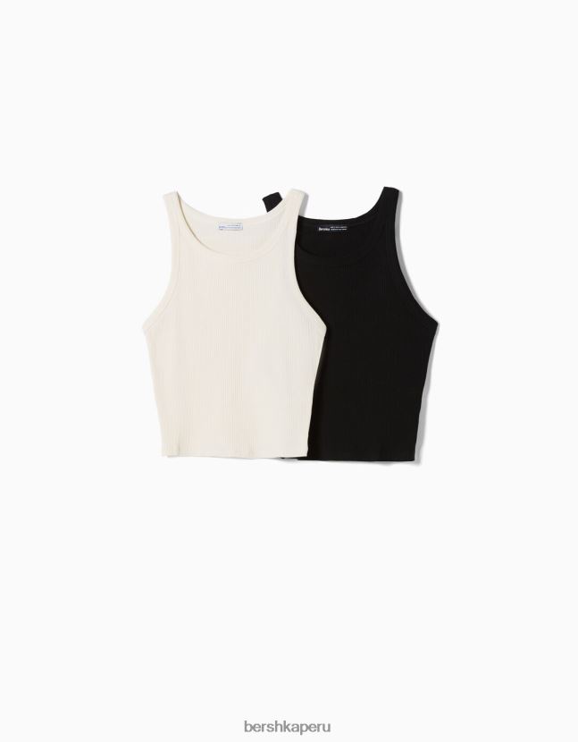 multicolor Bershka unisexo Pack de 2 tops de canalé sin mangas 806J6B3782