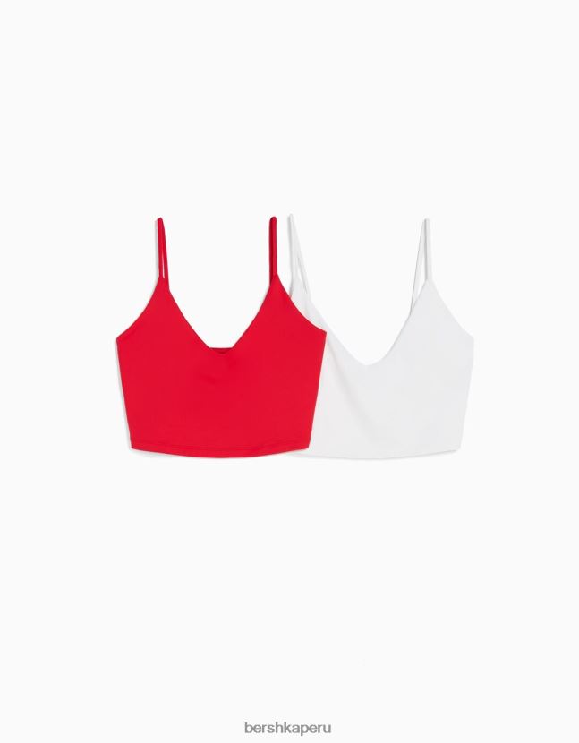 multicolor Bershka unisexo pack de 2 crop tops con tirantes 806J6B3724