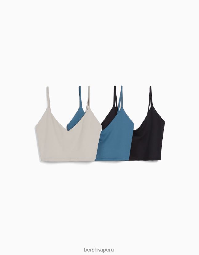 multicolor Bershka unisexo pack de 3 crop tops de tiras 806J6B3773